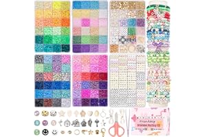 Mio Angle Friendship Bracelet Making Kit 6 Box 9000PCS Clay Beads 5000PCS Glass Seed Beads Jewelry Making Kit Letter Beads Charms Pearl Cute Chams Holiday Gifts for Girls Adults