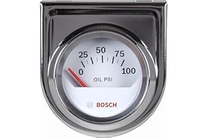 Bosch SP0F000041 Style Line 2" Electrical Oil Pressure Gauge (White Dial Face, Chrome Bezel)