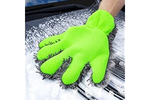 X XINDELL 2 Pack Car Wash Mitts - XINDELL Car Washing Microfiber Hand Mitt with Fingers, Extra Large Size for Car Exterior Interior Cleaning Mitten Scratch Free & Lint Free Motorcycle Wash Mitts