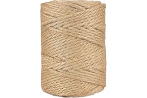 4mm Jute Twine, 328 Feet Braided Natural Jute Rope,Brown Jute Burlap String Heavy Duty and Thick Twine Hemp Rope for DIY Arts