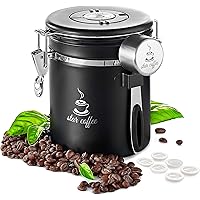 Star Coffee Container Airtight Coffee Storage - Stainless Steel Canister with Measuring Scoop for Beans or Ground Coffee…