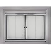 Pleasant Hearth Clairmont Medium Skyline Nickel Fireplace Glass Door