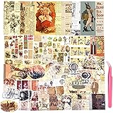 Aromoty Vintage Art Scrapbooking Supplies Journaling Stickers 83Pcs,Aesthetic Paper Washi Stickers Kit for Junk Journal,Bulle