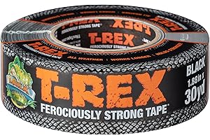 T-Rex Tape Heavy Duty Duct Tape with UV Resistant & Waterproof Backing for Ferociously Strong Repairs, 1.88" x 30 yd, Black, 1 Roll