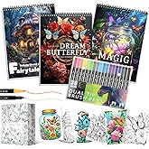 3Pcs Adult Coloring Book for Women Relaxation with 36 Dual Tip Color Marker | Top Spiral Bound Coloring Books for Adults with 36 Colors Marker Set Anxiety Relief Mindfulness Gifts for Women - 72 Patterns