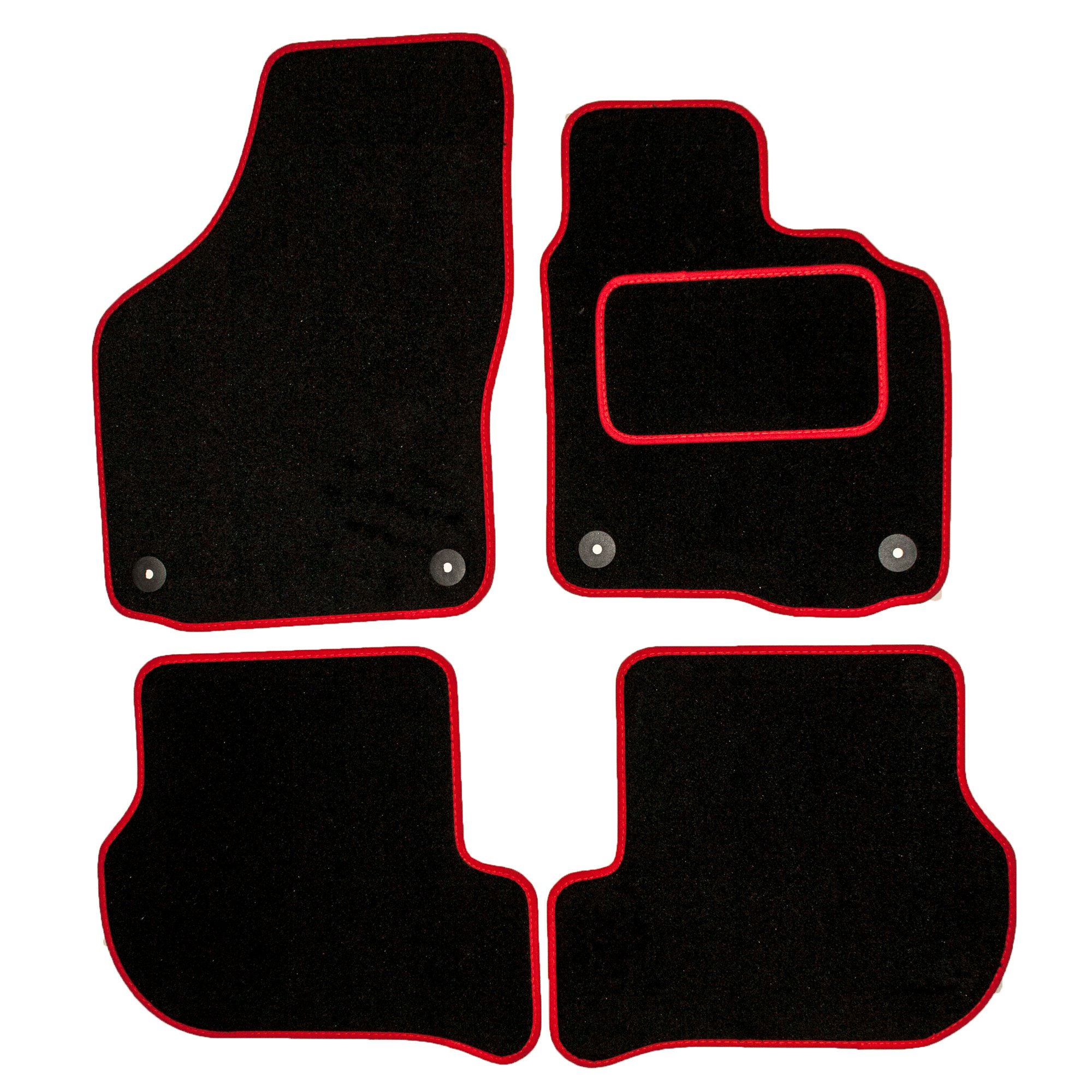 Sakura WW0361RD Car Mats with Drivers Side Rubber Heel Pad, Red Trim