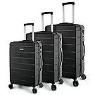 TravelCross Vermont Luggage 3 Piece Ultra-Resistant Lightweight Spinner Set (Black)
