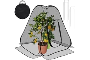 RGQSUN Pop up Garden Netting Cover,Pest Guard Plant Cover with 4 Stakes,Bird Plant Tent Protector,Mesh Gardening Net with Zipper Door for Vegetables Fruits Flowers