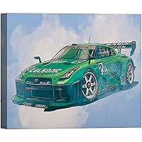 SIGNWIN Canvas Wall Art Vintage Yellow Porsche 911 Carrera Turbo and Newspaper Collage Transportation Car Digital Art Realism Industrial Urban for Living Room, Bedroom, Office - 12x18 inches