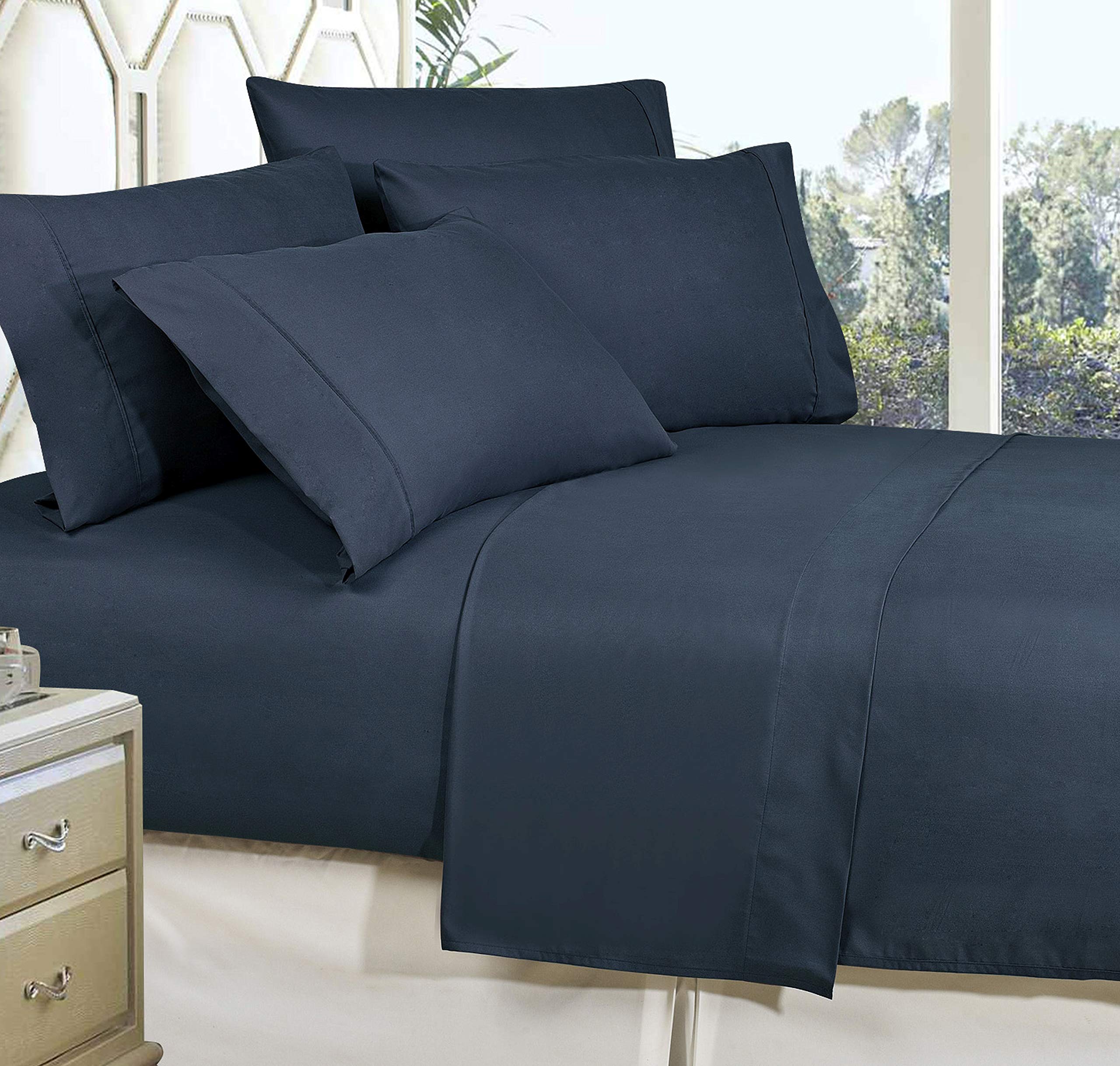 MattRest Luxury Silky Soft - Wrinkle Resistant 1500 Thread Count Egyptian Quality Super Soft Fade Resistant 4-Piece Bed Sheet Set, Deep Pocket, Full Navy