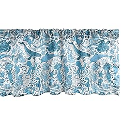 Ambesonne Whales Window Valance, Underwater Life
