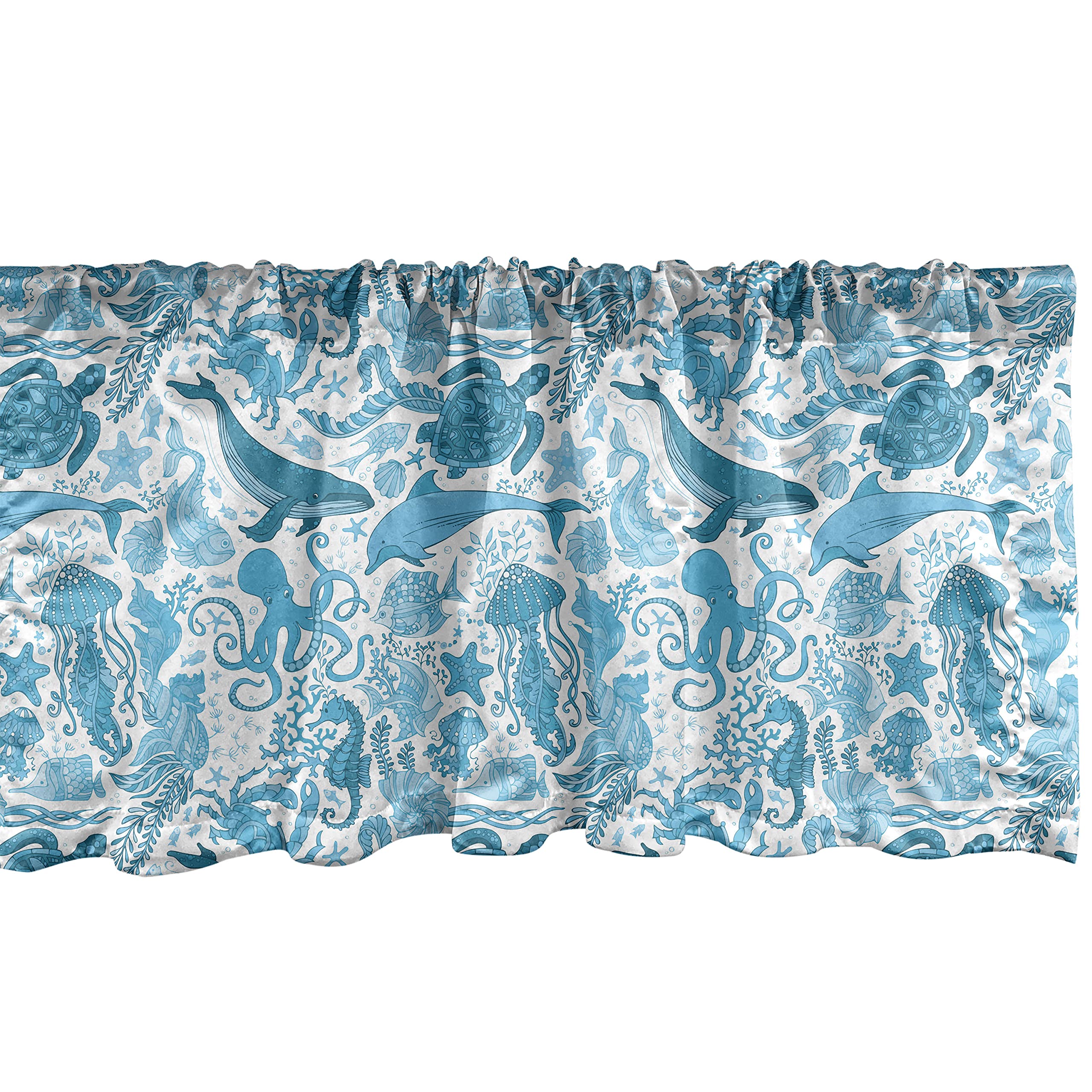 Ambesonne Whales Window Valance, Underwater Life