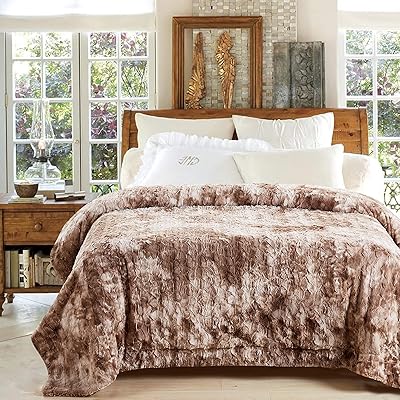 Buy Chanasya Super Soft Fuzzy Faux Fur Queen Bed Blankets Fluffy Plush Lightweight Cozy Snuggly With Reversible Sherpa For Living Room Bedroom Brown Fall Winter Home Bedding Queen Beige Blanket