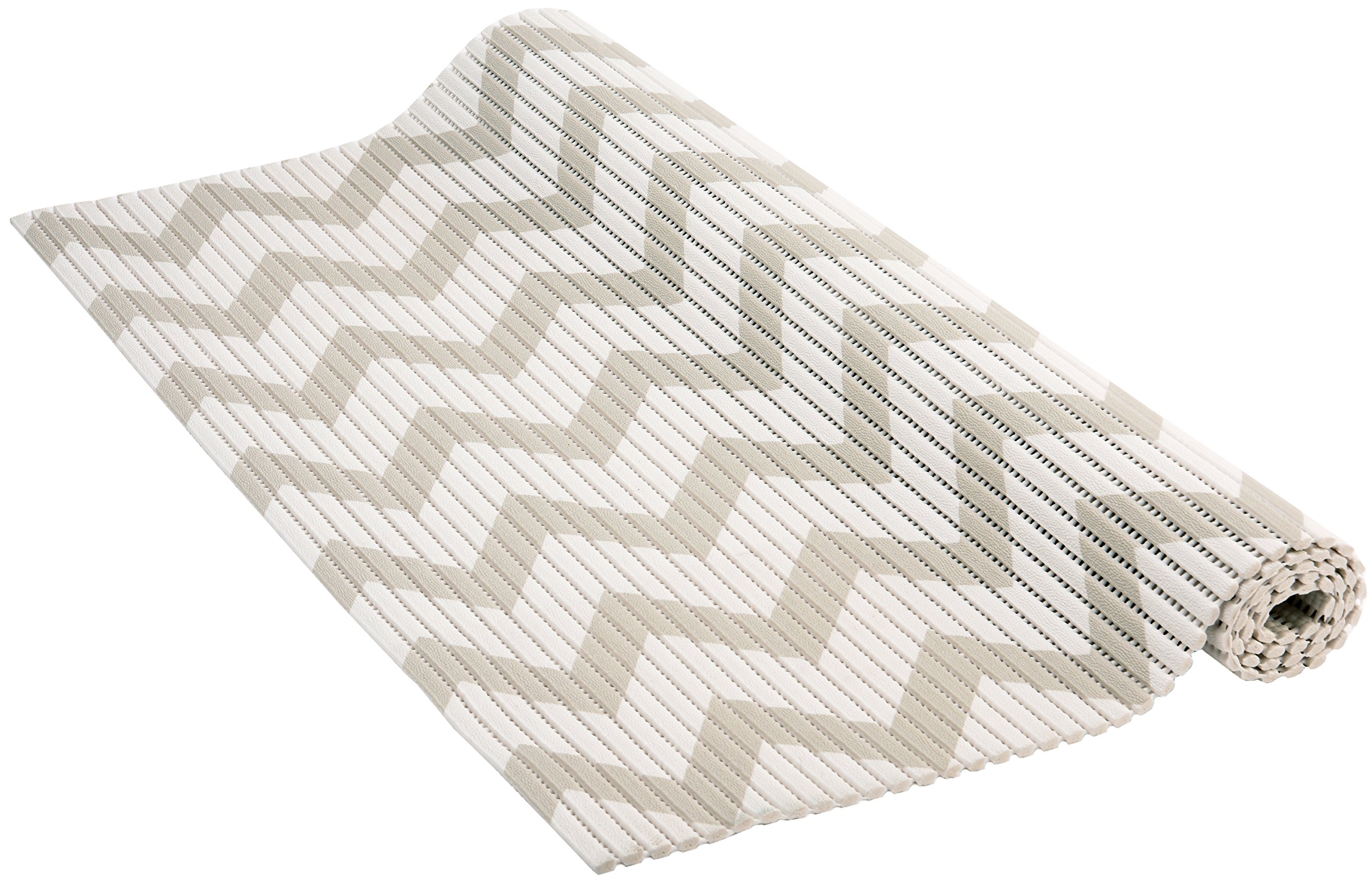 Venilia Venisoft 54715 Soft Foam Mat, Herringbone Non-Slip Flooring, Shower Mat, PVC Polyester, Grey/White, 65 x 200 cm