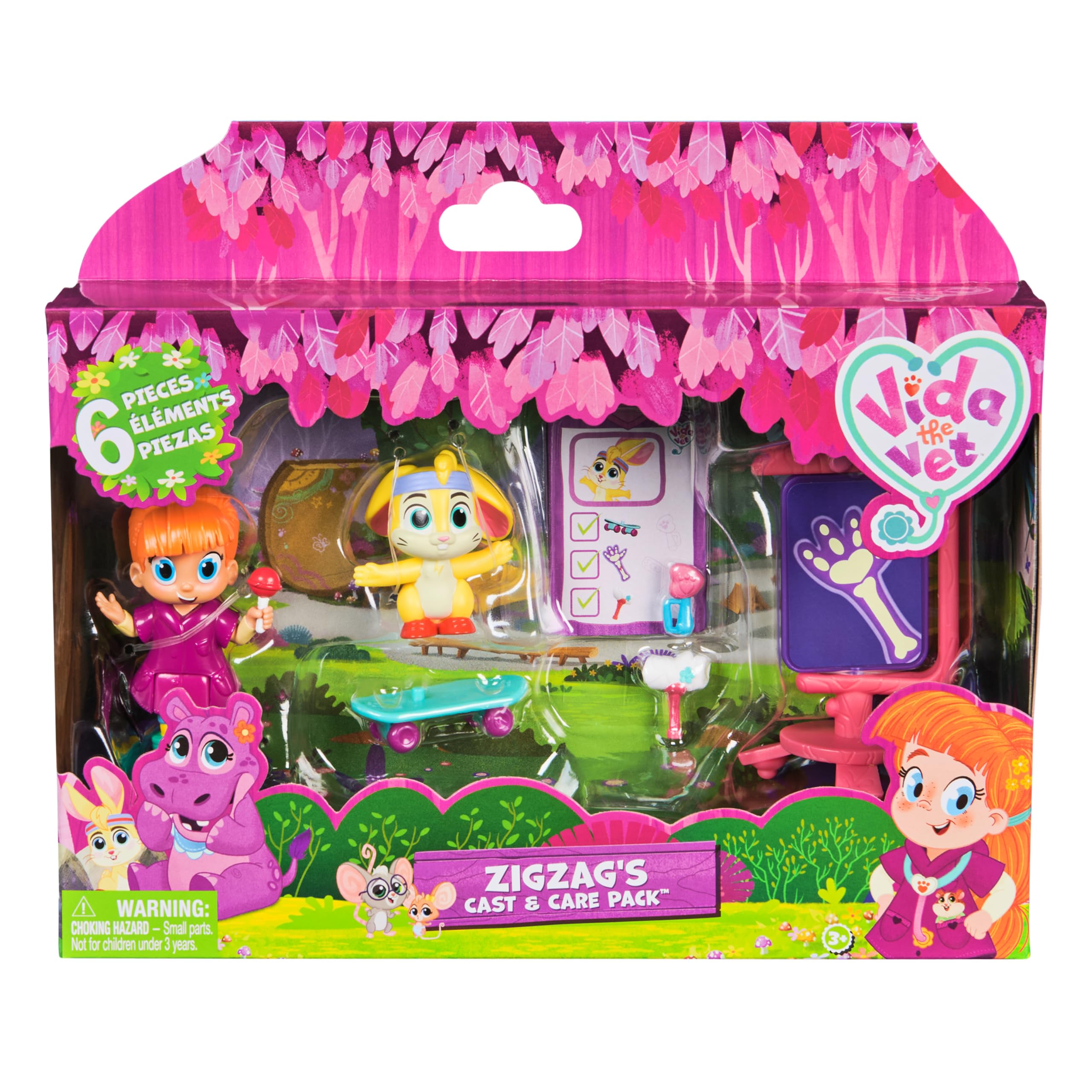 Vida the Vet, Zig Zag’s Cast & Care Pack with Vida & Zig Zag Action Figures & Doctor Kit Accessories, Kids Toys for Girls & Boys Ages 3 and up