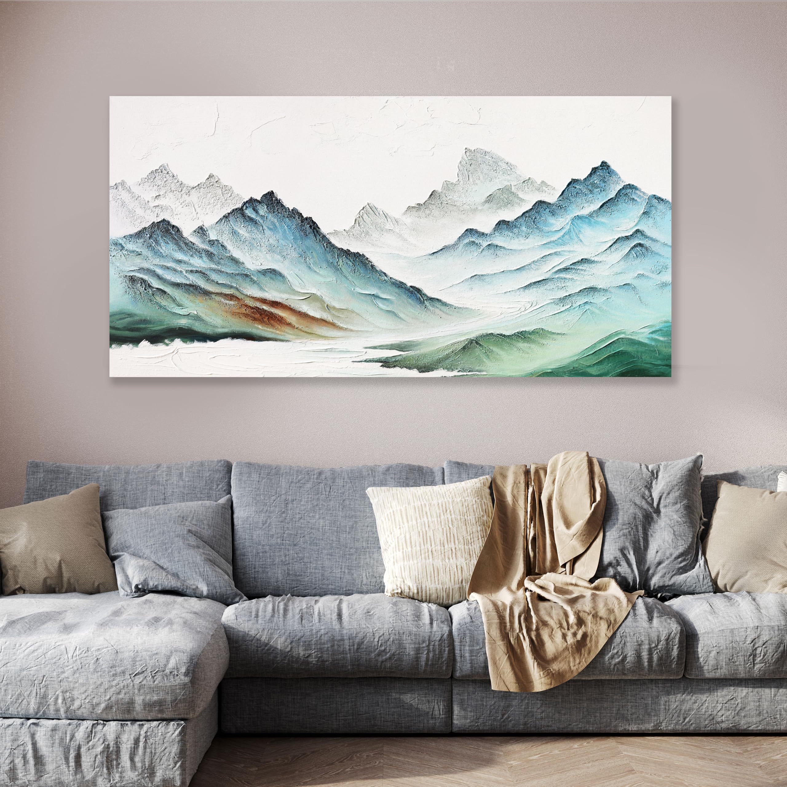 Condition photo showing New/Like New for landscape canvas wall art modern painting wall art wall hanging decor framed artwork moutain wall de