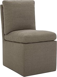 Amazon Brand – Stone & Beam Vivianne Modern Upholstered Armless Dining Chair with Casters, 19.7"W, Slate