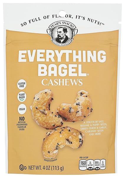 PEAR’S SNACKS, CASHEWS EVERYTHING BAGEL, 4 OUNCE