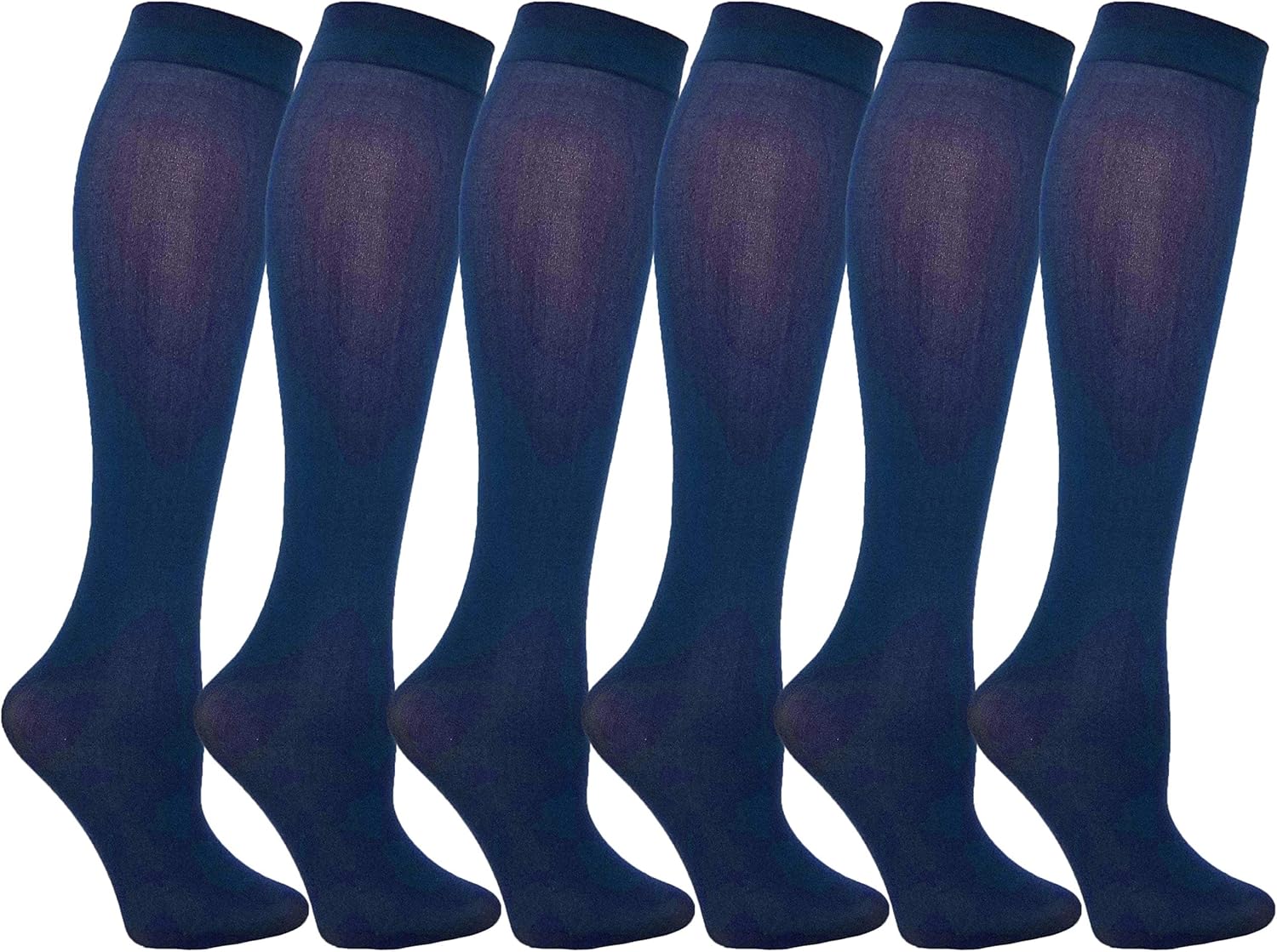 Plus Size Women's Trouser Socks, 6 Pairs, Opaque Stretchy Durable Nylon