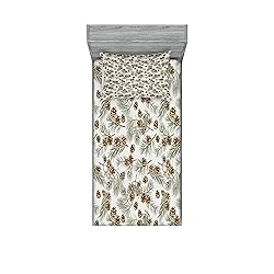 Lunarable Pinecone Fitted Sheet & Pillow Sham