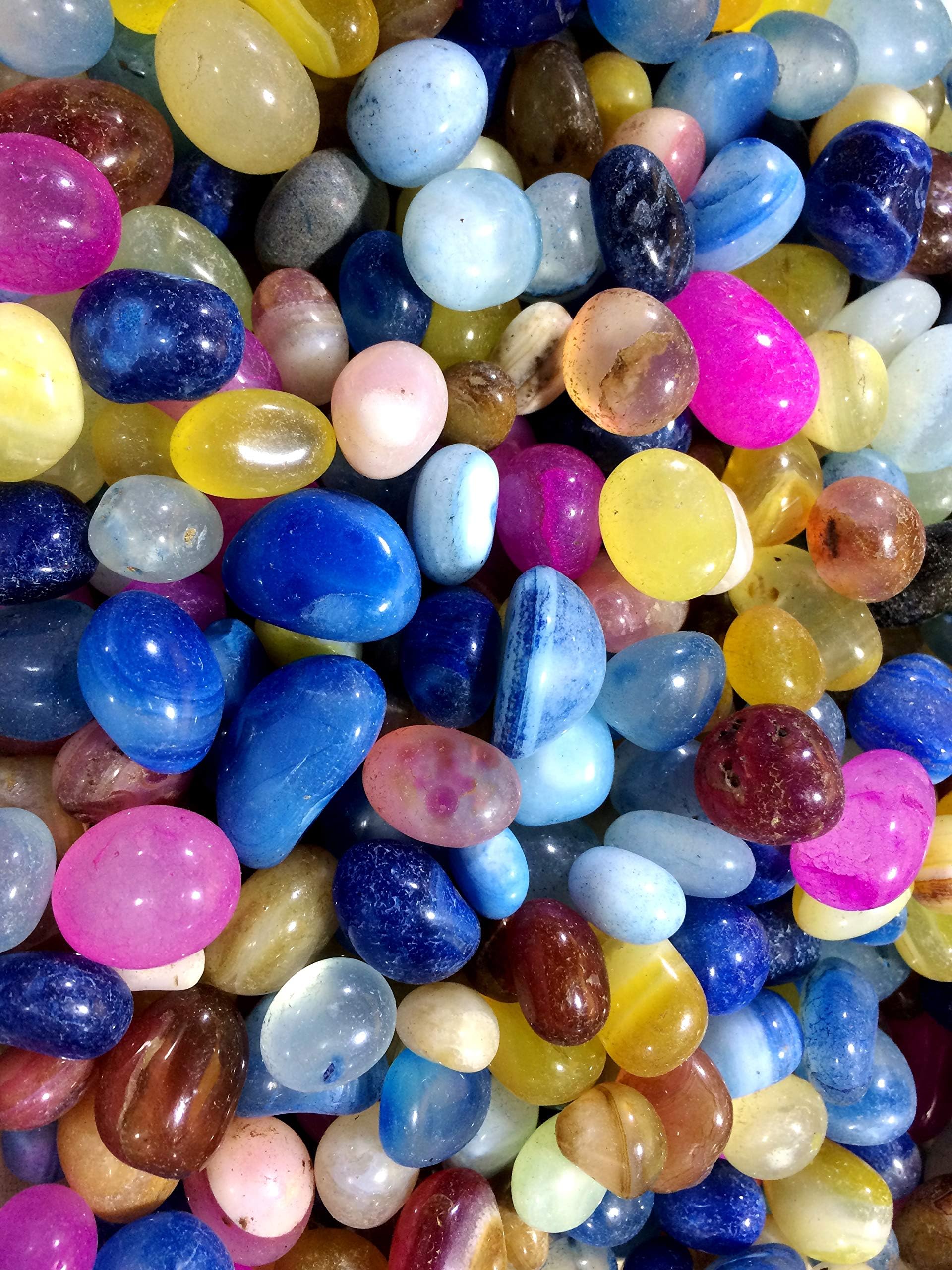 Kolkata Orchid Online Natural Ony x Pebbles, Ony x Pebbles for Aquarium, Shiny Marble Stone Pebbles for Vase Fillers 3/4'', Garden Decoration, Multi-Color Ony x Pebbles (450 Gm)