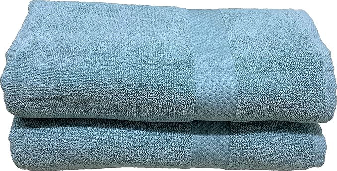 Trella 100% Cotton 2 Piece 500 GSM Large Cotton Bath Towel Set :: 140 x 70 cm (Light Blue)