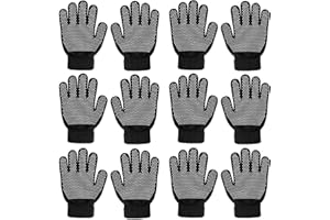 QKURT 6 Pairs Kids Anti-skid Knit Gloves, Winter Warm Stretchy Gloves Unisex Stretch Mittens Full Fingers Gloves for 5~8 Year