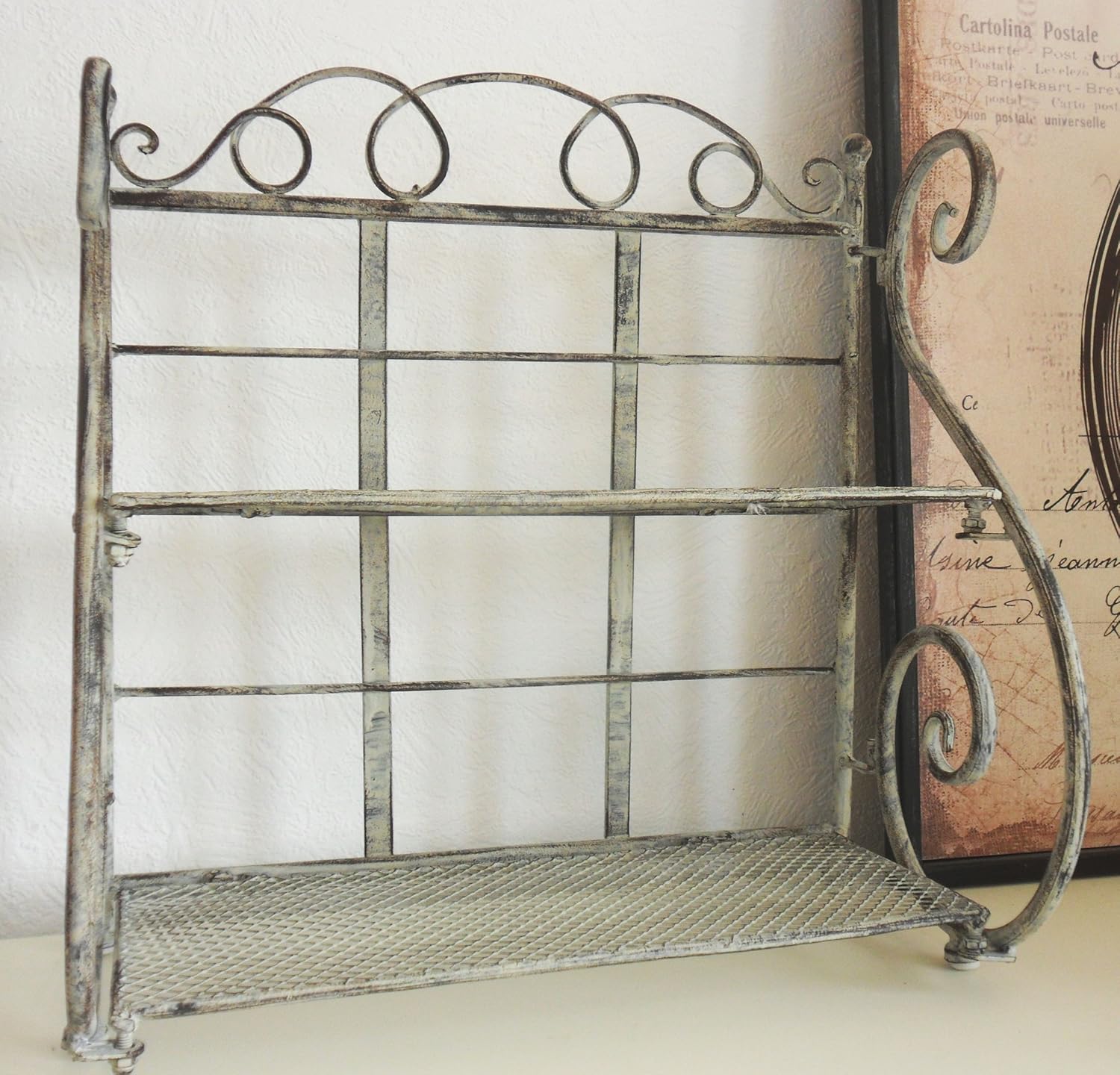 Shabby Vintage Chic Two Tier Free Standing Shelving Unit Amazon Co Uk Kitchen Home