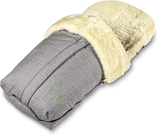 Fellhof Lammfell-Fußsack Cortina, OEKO-TEX® Standard 100 zertifiziert, 45x97 cm, wind- und wasserdicht, waschbar bis 30°C, Öffnung am Fußende (black melange)