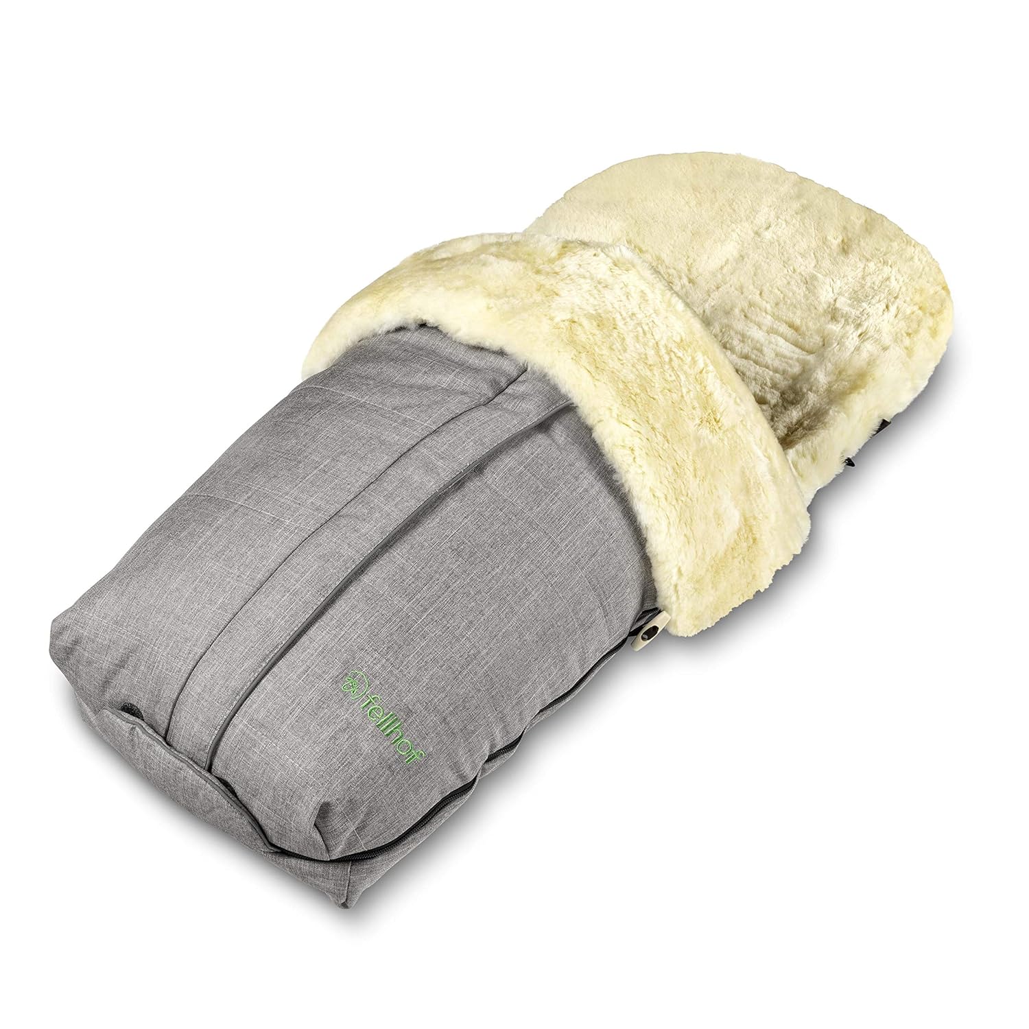 Fellhof Lammfell-Fußsack Cortina, OEKO-TEX® Standard 100 zertifiziert, 45x97 cm, wind- und wasserdicht, waschbar bis 30°C, Öffnung am Fußende (black melange)