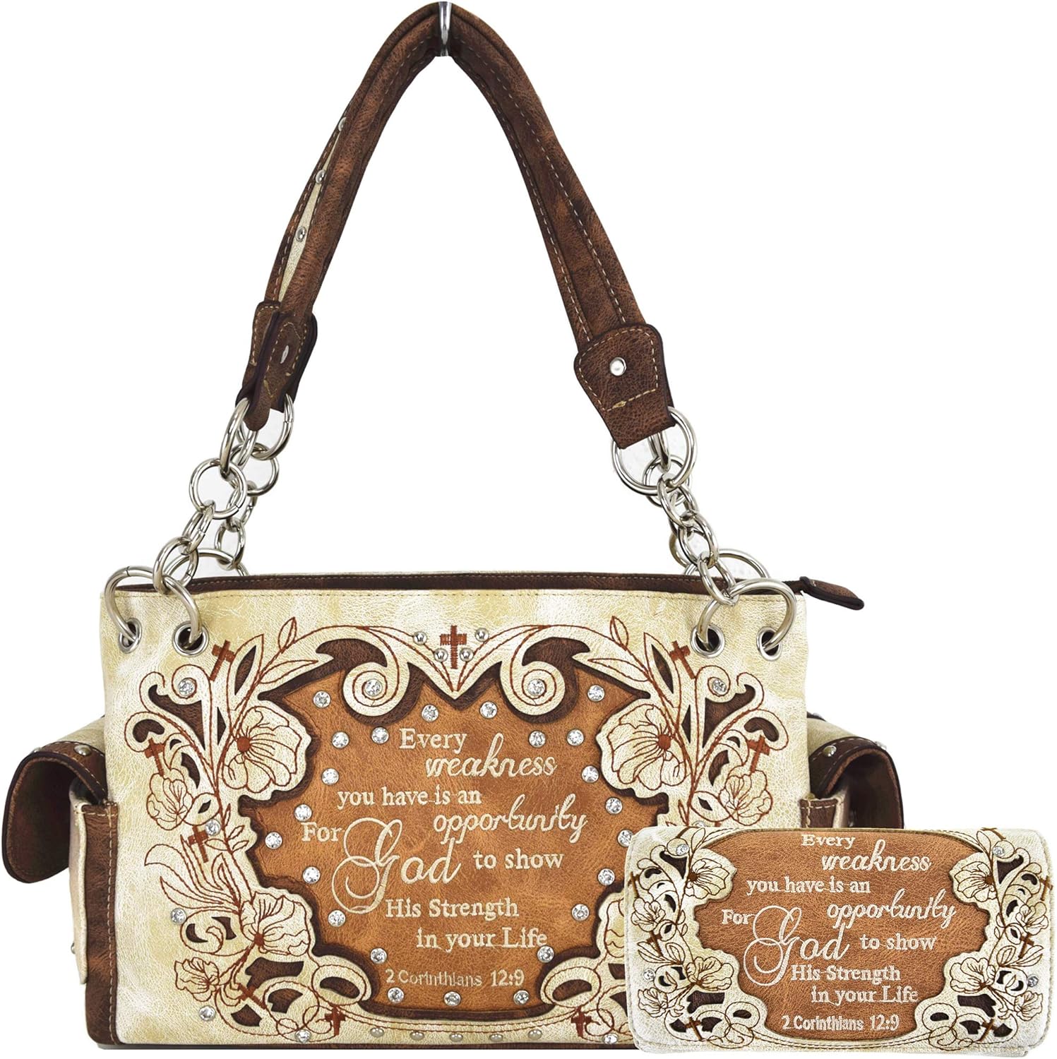Embroidered Bible Verse 2 Corinthians 129 Purse Scripture Western Handbag Women Shoulder Bags Embroidered Bible Verse 2 Corinthians 129 Purse Scripture Western Handbag Women Shoulder Bags