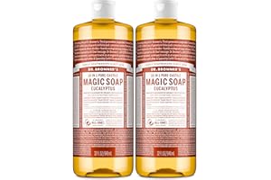 Dr. Bronner's Magic Soap - Pure-Castile Liquid Soap (Eucalyptus, 32 ounce, 2-Pack) -Regenerative Organic Certified Oils, 18-in-1 Uses: Body, Hair, Laundry, Pets & Dishes, Concentrated, Vegan, Non-GMO