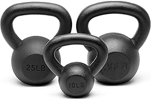 Unipack Powder Coated Solid Cast Iron Kettlebell Weights Set 5, 10 15, 20, 25, 30, 35, 40, 45 lbs All Combination