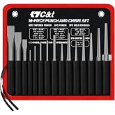 C&amp;T 16-Piece Punch and Chisel Set with Storage Pouch | Including Taper Punch, Cold Chisels, Pin , Center Punch, Chrome Vanadium Steel