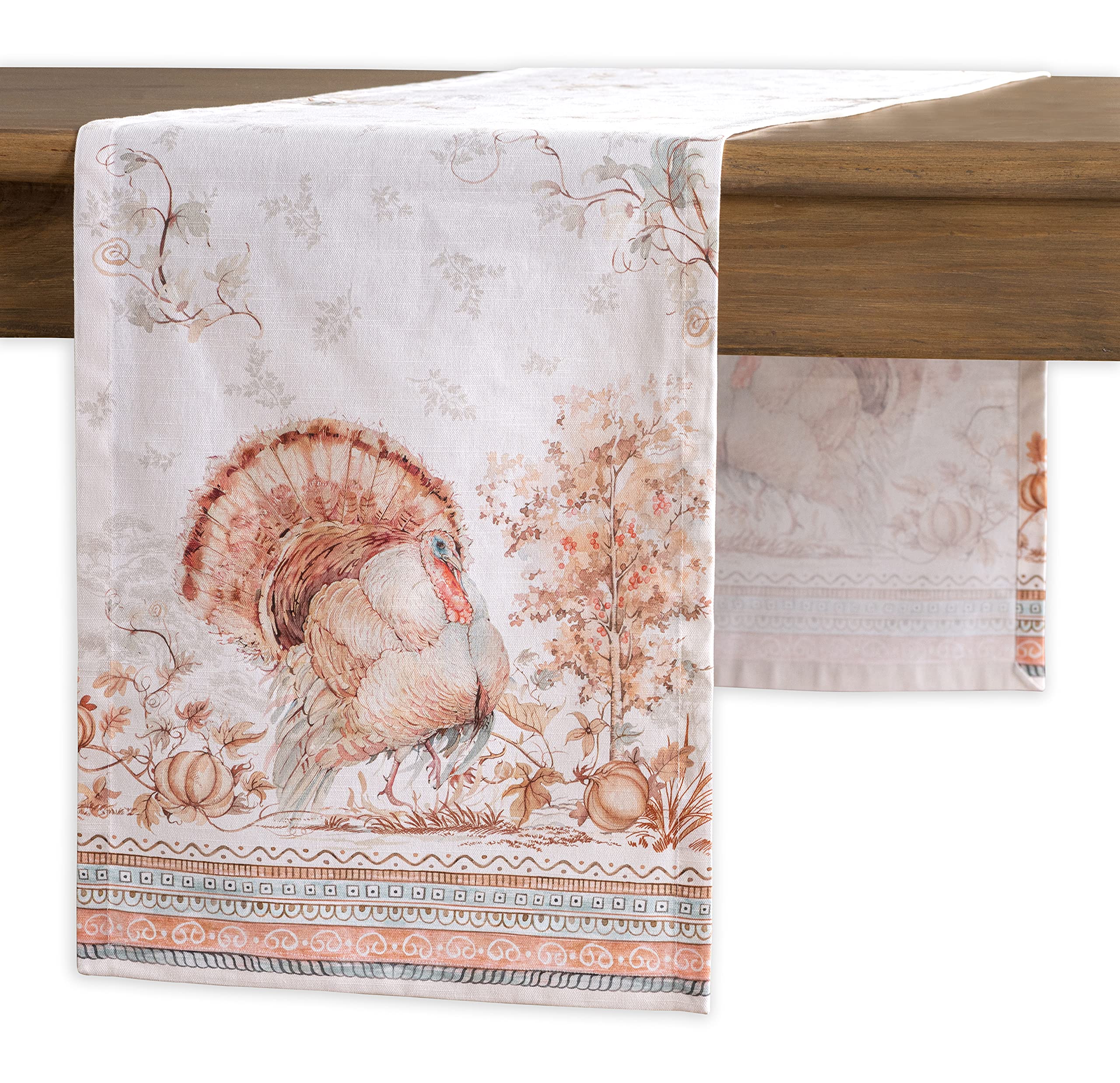 Maison d' Hermine Table runner 100% Cotton Single Layer Table Runners 230 CM long for Christmas Decorations Home Kitchen Dining Party Wedding Bridal Shower (Giving Thanks, 37 cm x 230 cm)