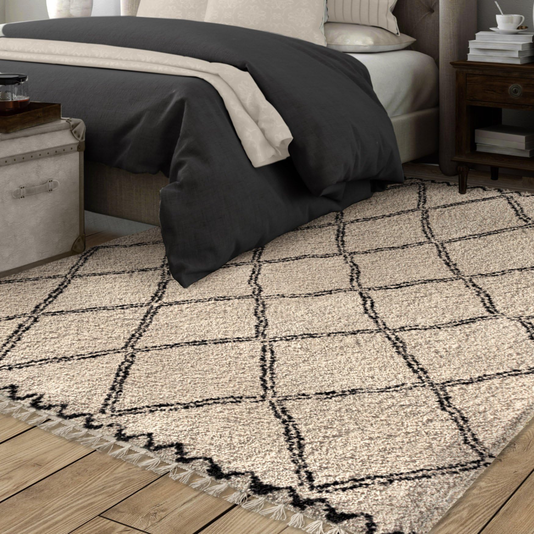 Orian Rugs Bedouin Collection 5001 Desert Trellis Area Rug with Fringe, 5'3" x 7'6", Off-White