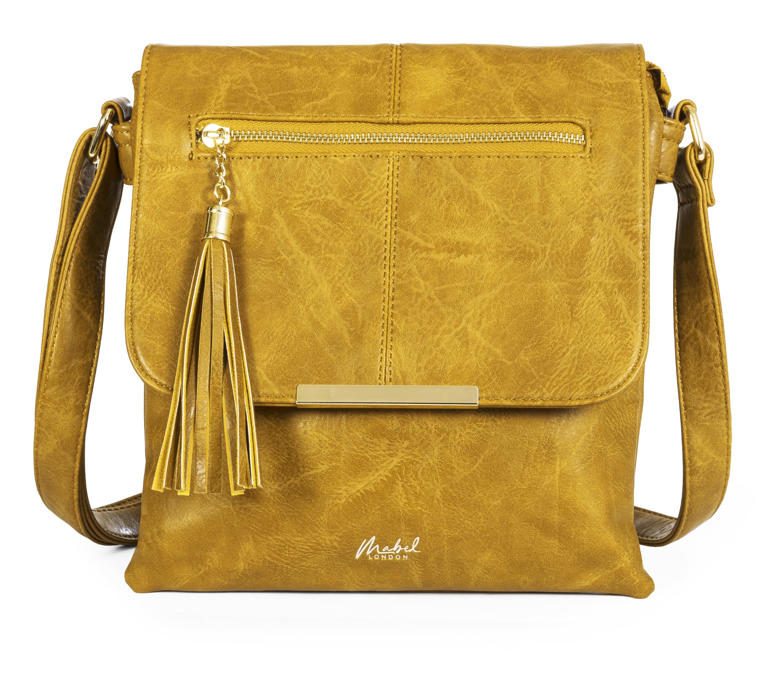 Mabel Women’s Cross Body Handbags – Trendy Messenger Long Shoulder Strap Bags – With a Protective Storage Bag (Design 2 - Mustard Yellow)