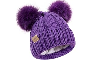 TONTULAND Kids Winter Beanie Children’s Warm Knitted Fleece Lined Ski Pom-Pom Warm Knit Hat for Boys & Girls 3-9 Years