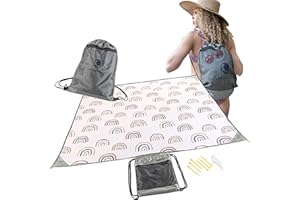POP 'N GO PLAYPEN POP 'N GO Picnic Blankets - Waterproof Picnic Blanket W/Sand & Ground Stakes - Beach & Outdoor Blanket, Foldable W/Travel Bag - Picnic Supplies