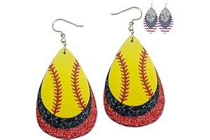 MALL OF STYLE Softball Earrings for Women - Softball Jewelry - Soft Ball Accessories Mom Jewelry