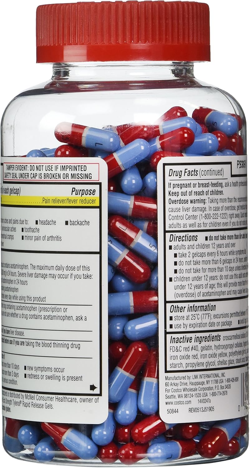 Kirkland Signature Acetaminophen Extra Strength 500mg Rapid Release Gelcap 400Count: Health & Personal Care