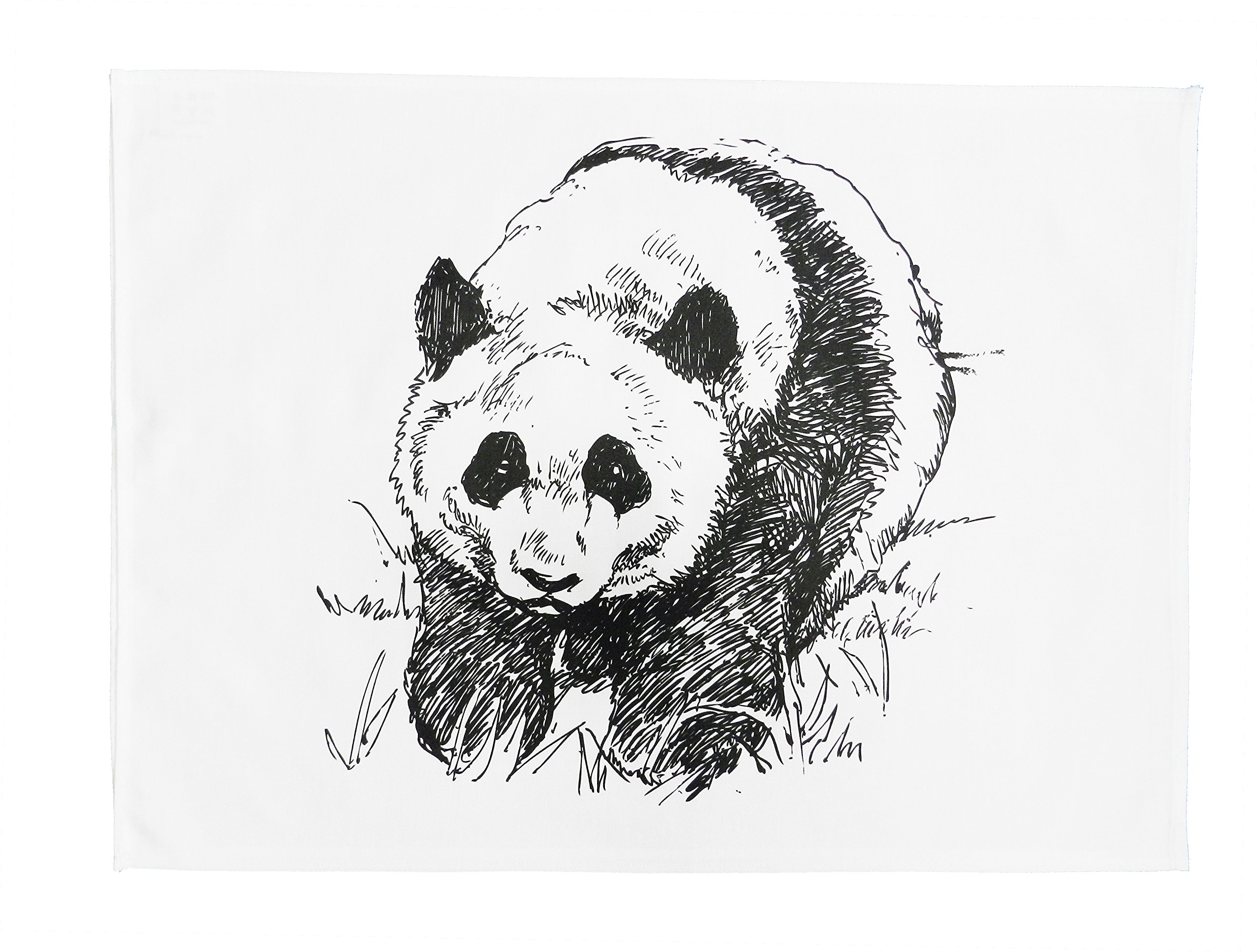 Half a Donkey Black and White Panda - Large Cotton Tea Towel