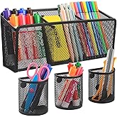 VICNOVA Magnetic Pencil Holder - Metal Pen Holder with Strong Magnets - Storage Basket Organizer for Whiteboard, Refrigerator, Locker Accessories