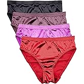 Barbra Womens Silky Sexy Satin Bikini Panties S - Plus Size Women Underwear Multi-Pack