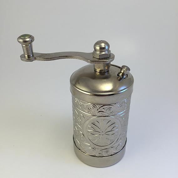 Handmade Brass Salt Pepper Spice Grinder Mill (Shiny Silver