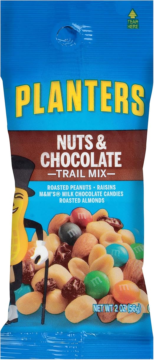 Planters Trail Mix, Nuts & Chocolate, 2 Ounce Bags (Pack of 72) Amazon