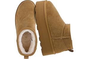 CUSHIONAIRE Hippy Women’s Platform Ankle Boots – Genuine Suede, Faux Fur Lining, Cozy Winter Slip-On Design, Comfortable Footwear with Wide Widths Available