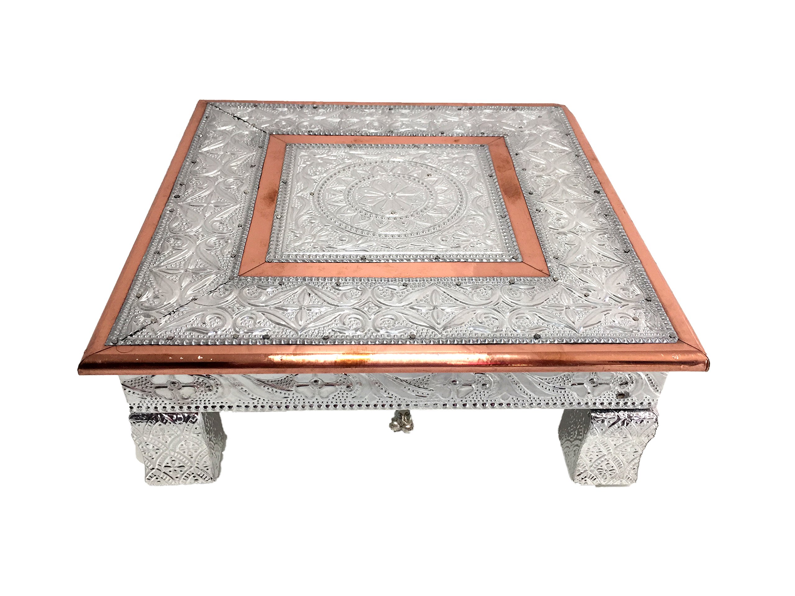 eRadius 10"x10" Aluminium Copper Low Table Bajot Bajath Hindu Pooja