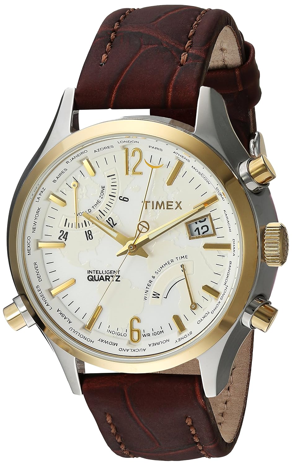 Amazon.com: Timex Men's TWH4Z5210 Intelligent Quartz Fly-Back Chronograph  Red-Brown Leather Strap Watch: Watches