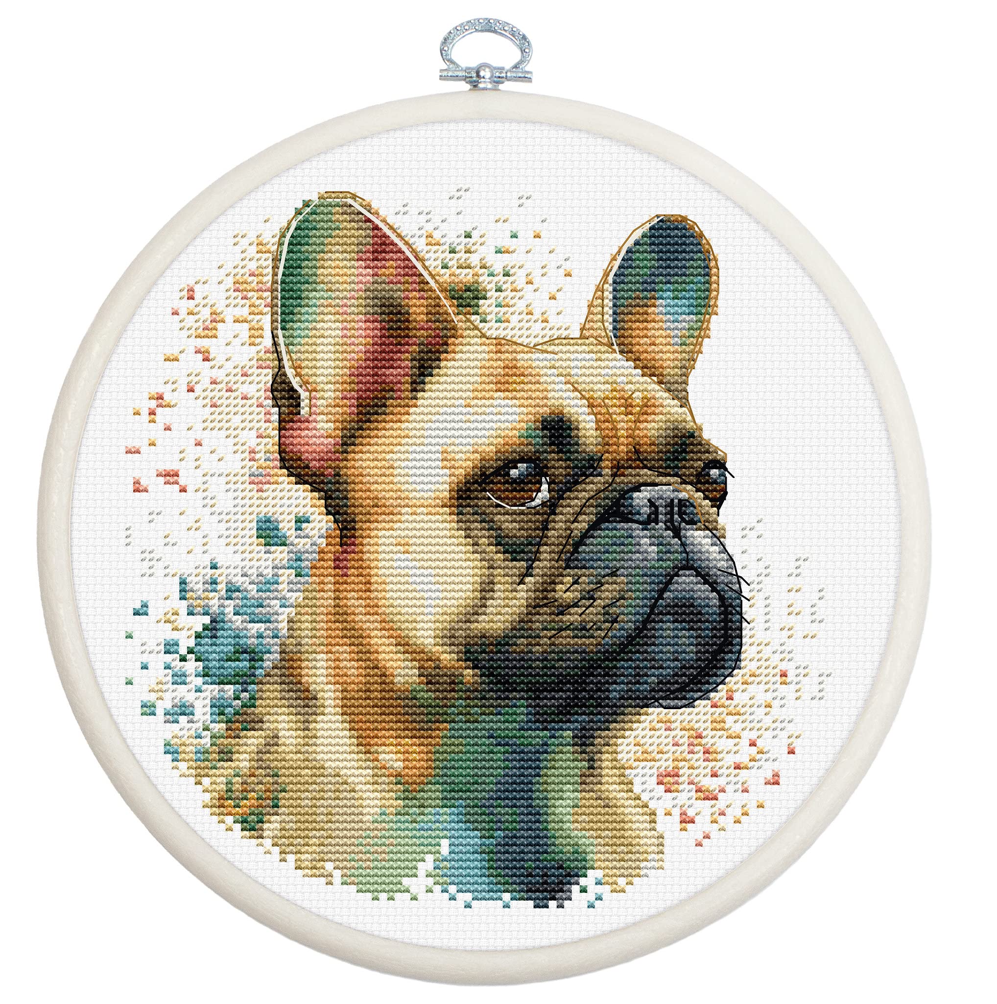 Luca-S Cross Stitch Kit with Hoop Included (The French Bulldog) — image 1